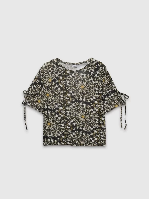  Short-sleeve printed bow t-shirt multicolor front view