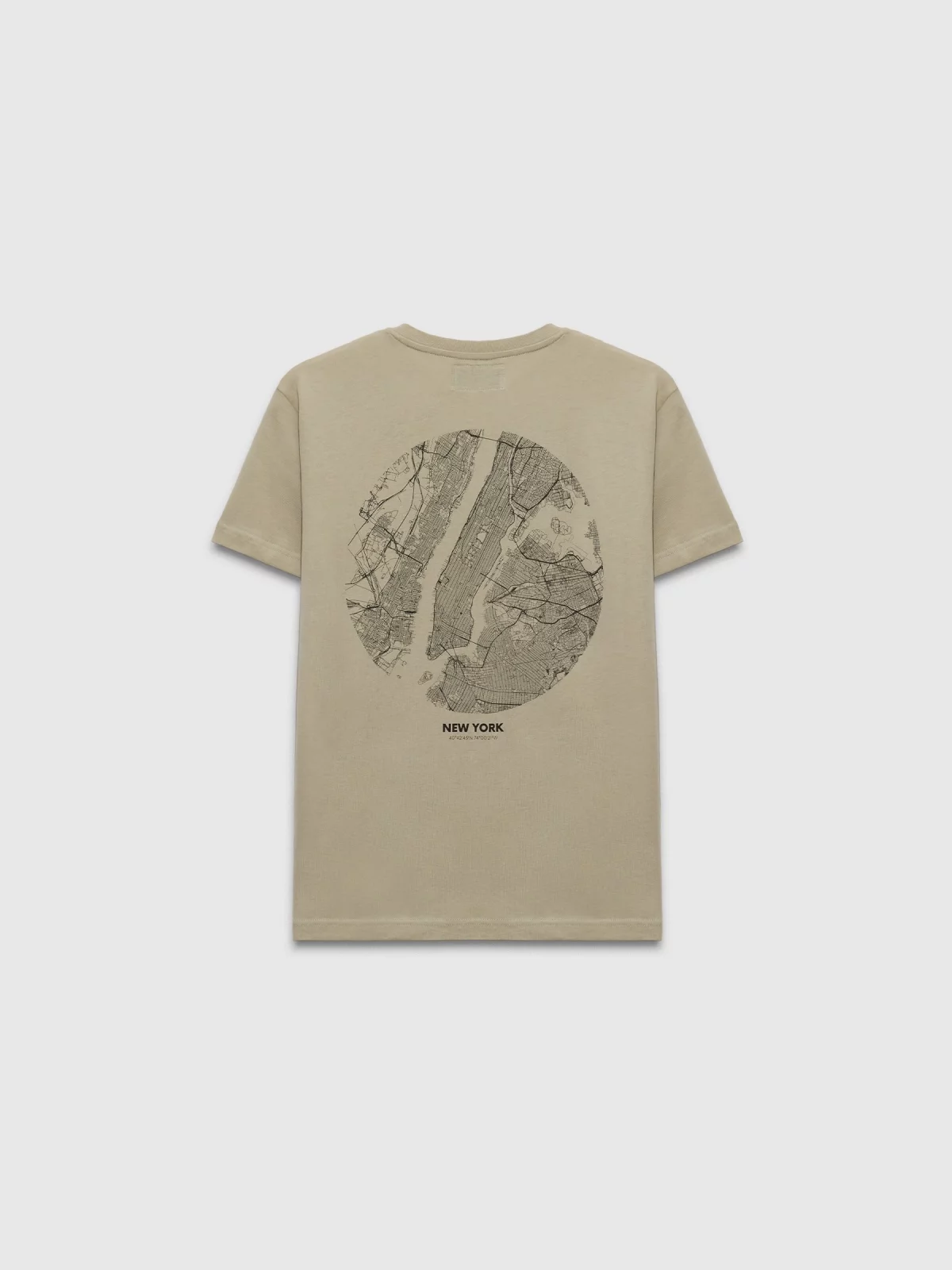 Camiseta manga corta New York verde grisáceo vista trasera