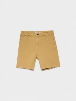 %Pto% Five-pocket denim bermuda shorts camel front view