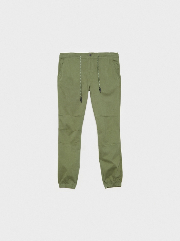  Pantalón jogger costuras verde vista frontal