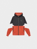 %Pto% Color Block black light jacket brick red front view
