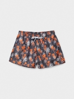 %Pto% Palm tree print swimsuit black front view