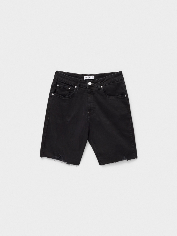  Calção de ganga Slim Bermudas Shorts preto preto vista frontal