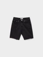 %Pto% Denim Slim Bermuda Shorts black black front view