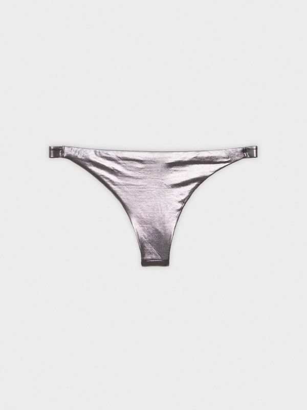  Metallic brazilian knickers silver front view