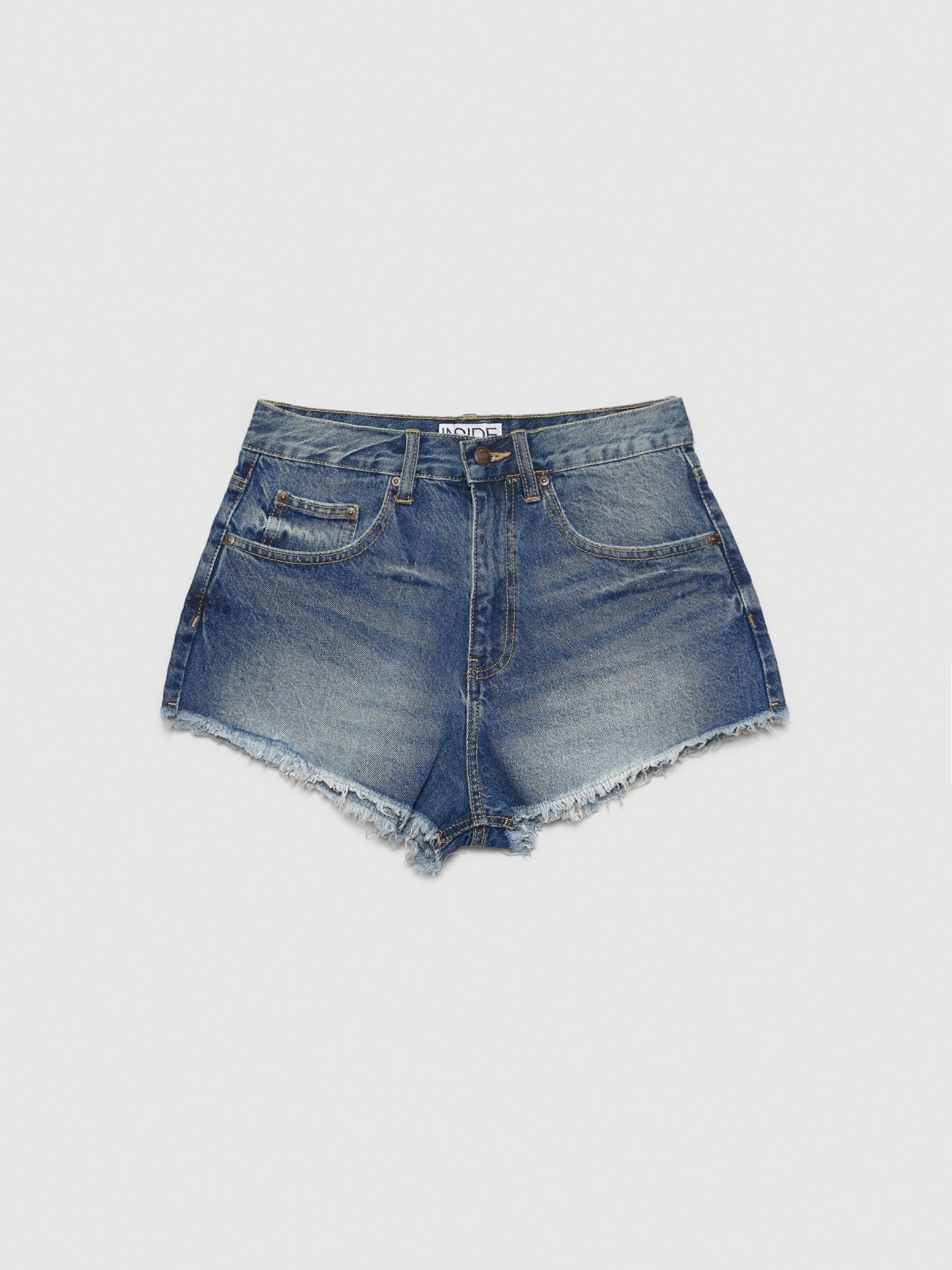  Frayed denim shorts blue front view