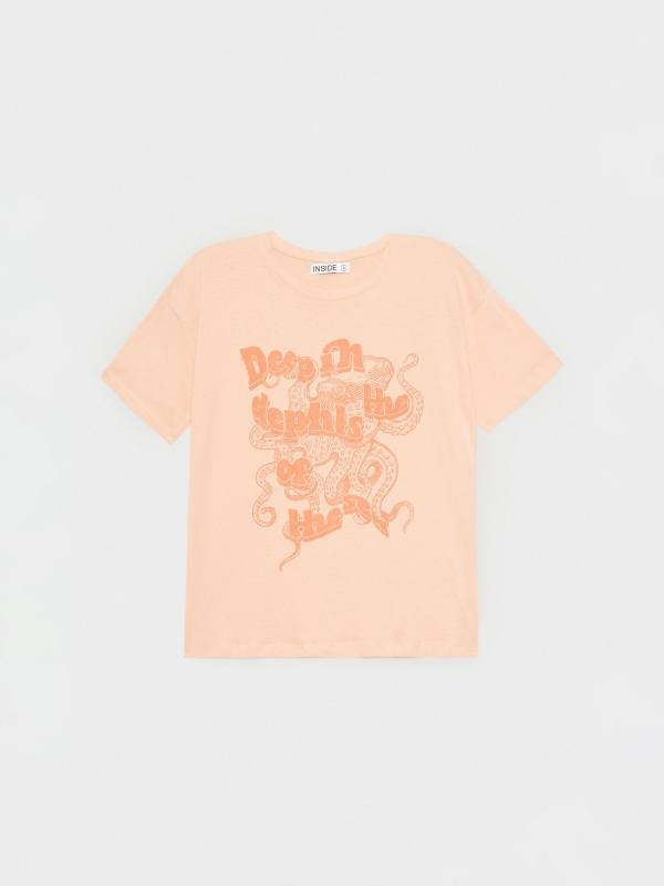  Oversized printed t-shirt peach front view