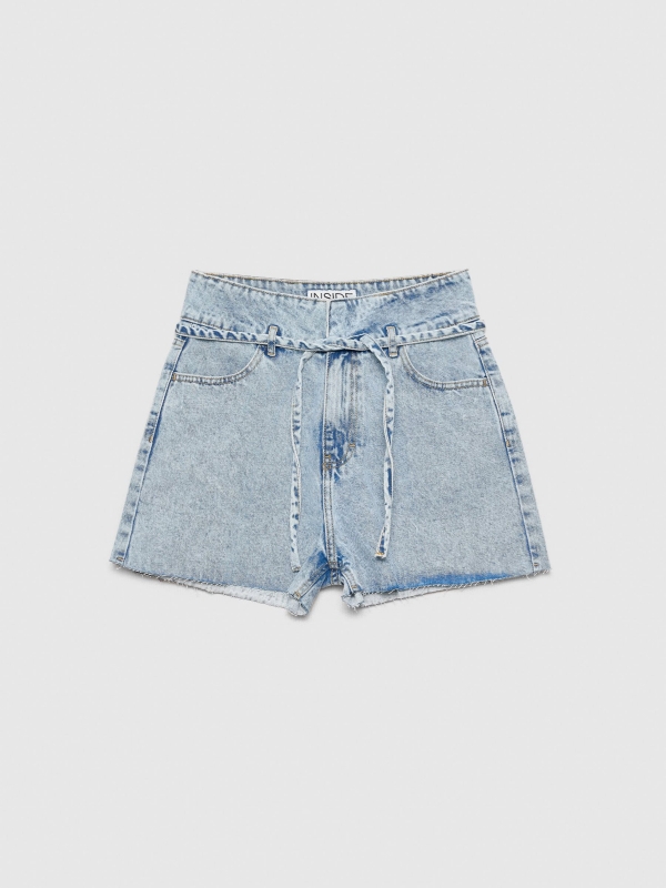  Denim waistband shorts blue front view