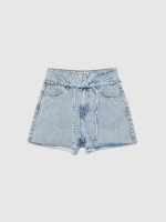 %Pto% Denim waistband shorts blue front view