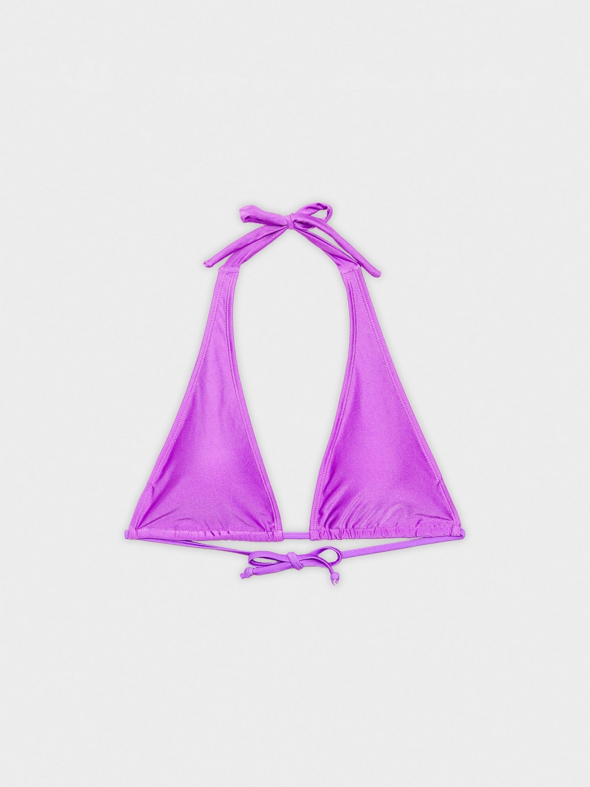  Metallic triangle bikini top magenta front view