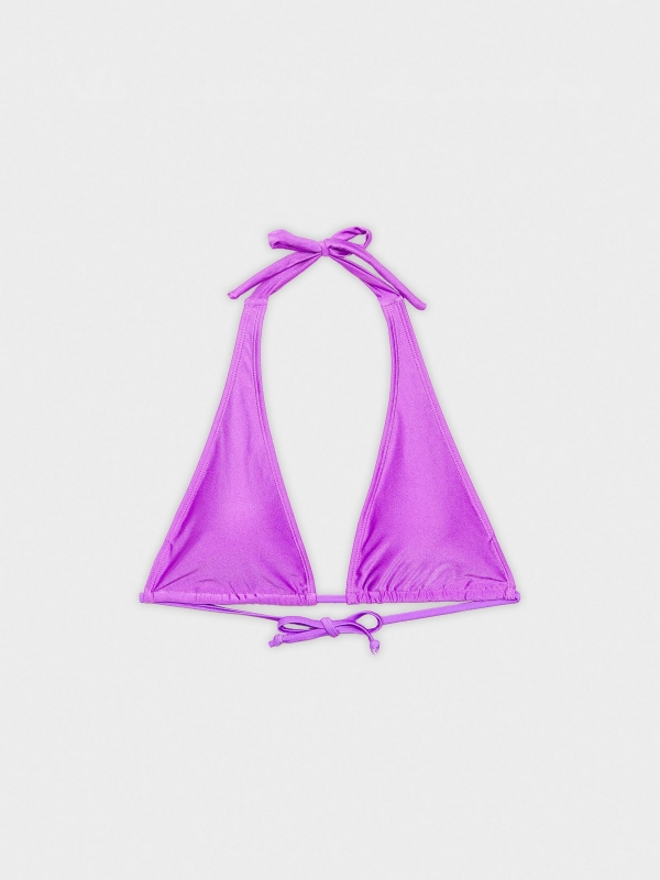  Metallic triangle bikini top magenta front view