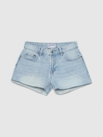 %Pto% Mid rise denim shorts blue front view