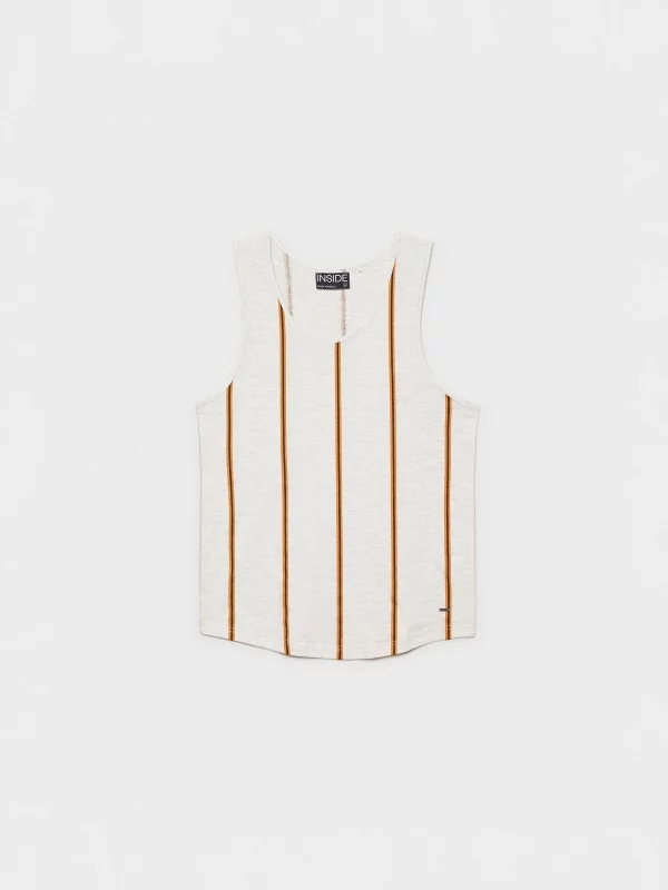  Striped sleeveless T-shirt grey front view