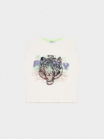 %Pto% T-shirt de tigre sem mangas off white vista frontal