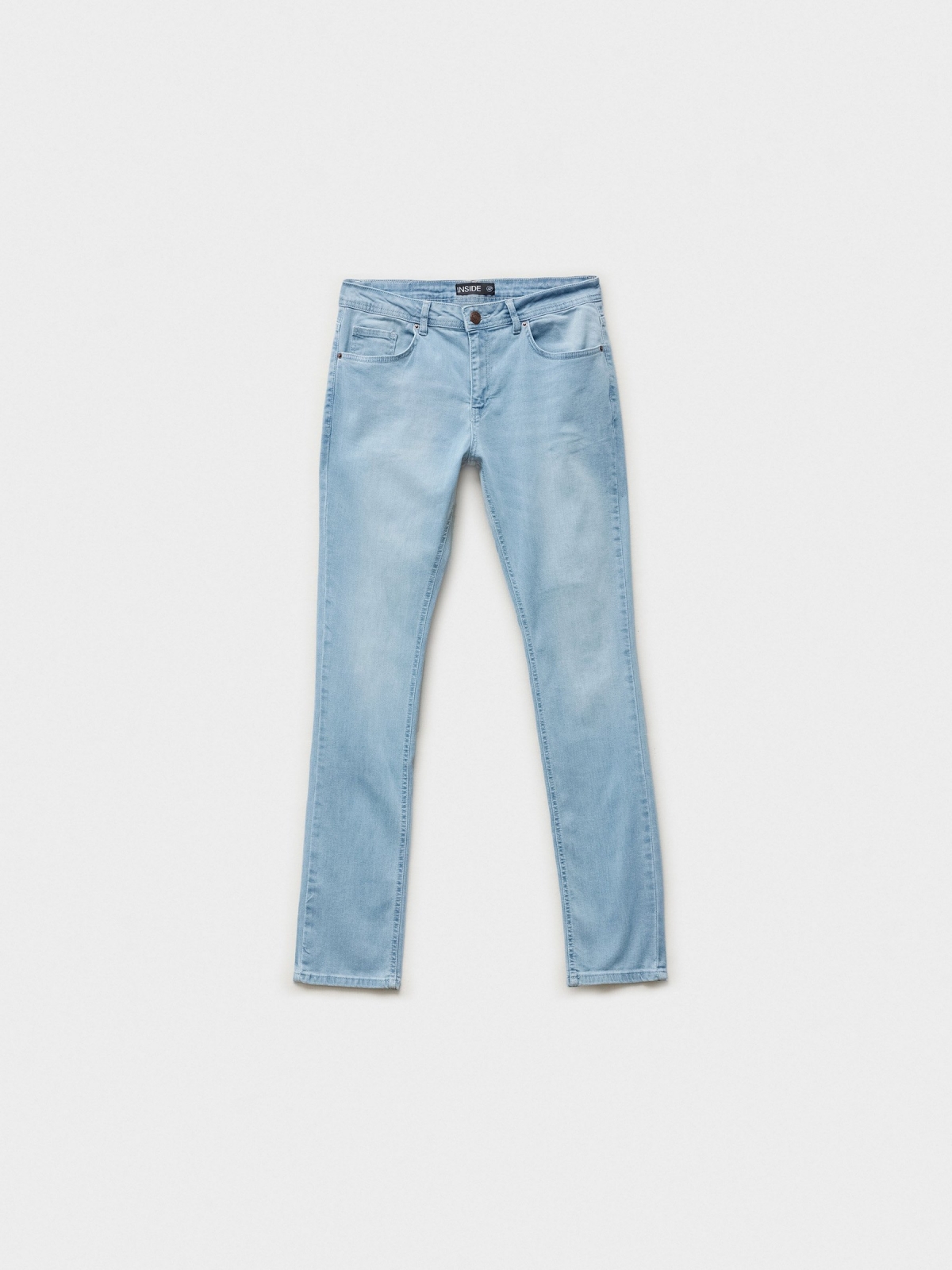  Light blue slim jeans dark blue front view