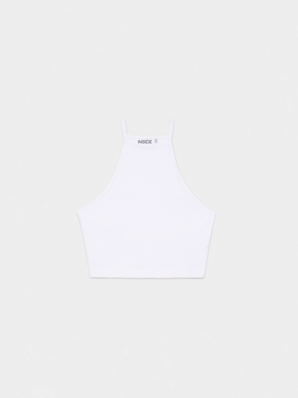  Crop top halter blanco vista frontal