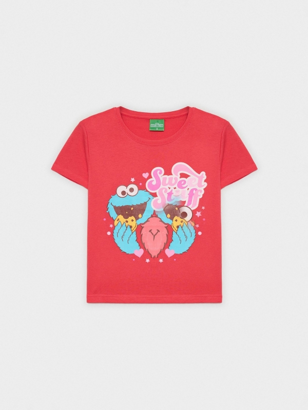  T-shirt Elmo e Coco vermelho vista frontal