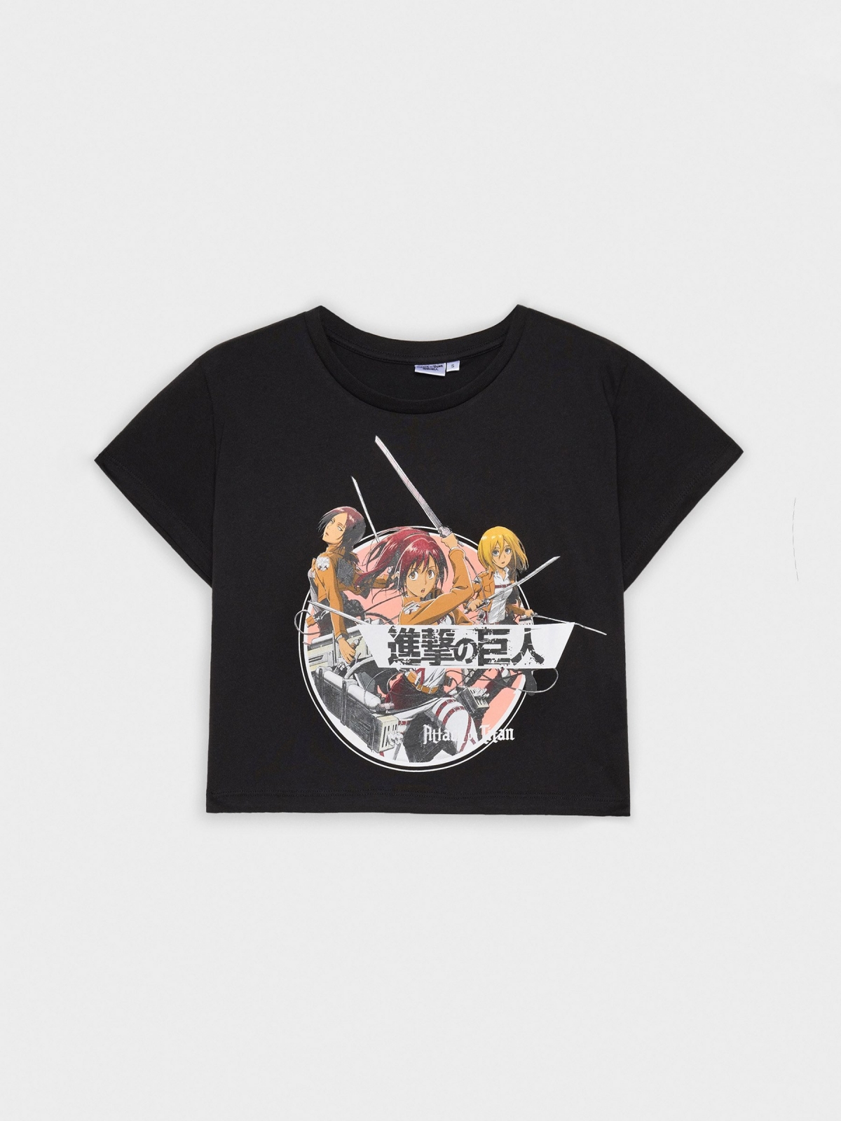  Camiseta Attack on Titan negro vista frontal