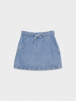 %Pto% Denim skirt with elastic waistband blue front view