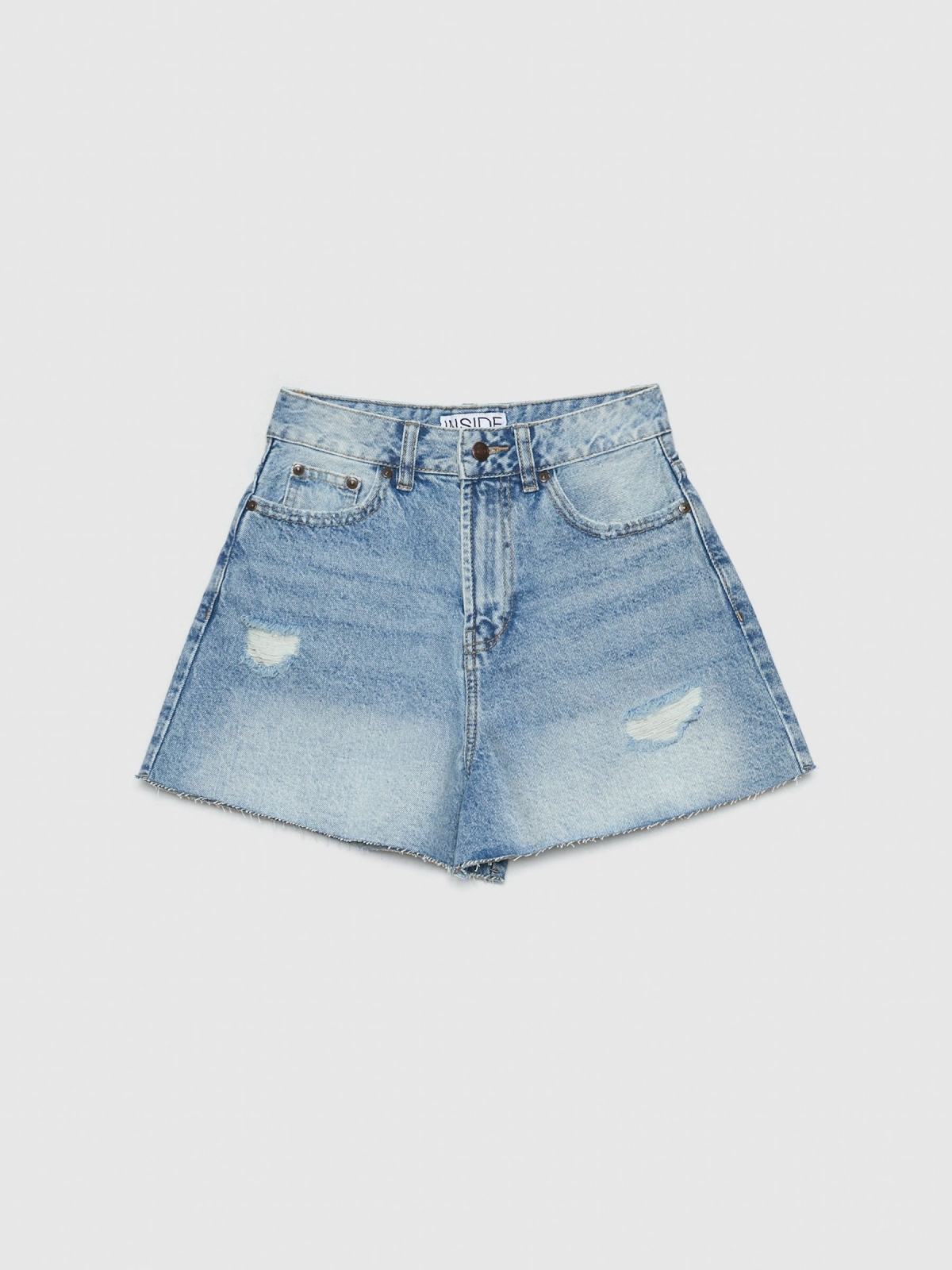  High rise mom shorts blue front view