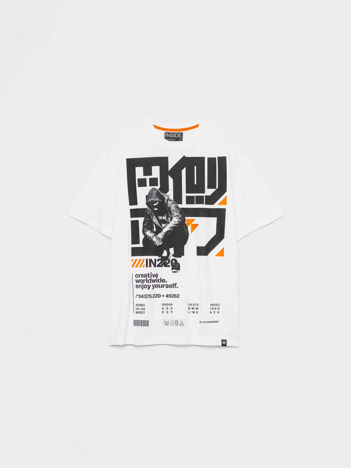  Camiseta oversized print japonés blanco vista frontal