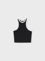 %Pto% Top halter con contrastes negro vista frontal
