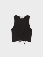 %Pto% Crop top cut out preto vista frontal