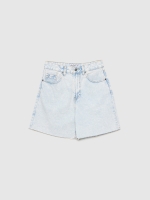 %Pto% Bermuda Denim claros tiro alto azul vista frontal
