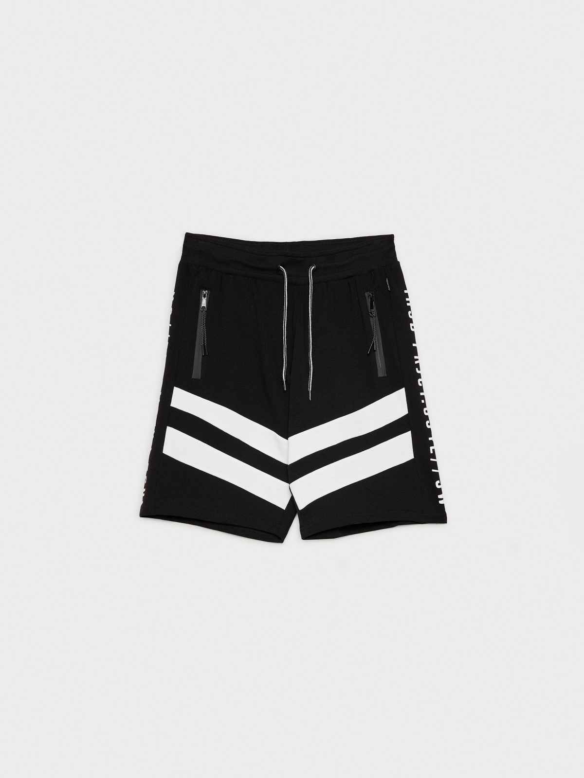  Bermudas jogger com bandas preto vista frontal