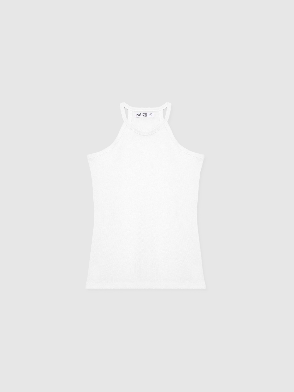  Camiseta básica cuello halter blanco vista frontal