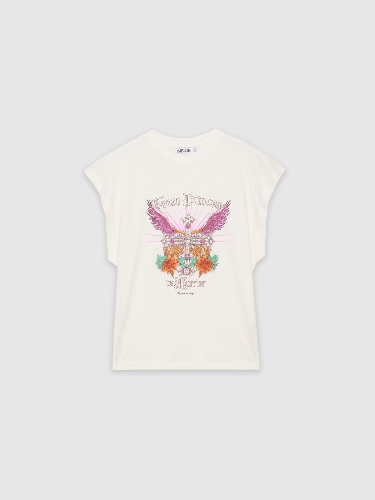  Camiseta oversize From Princess blanco roto vista frontal