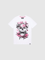 %Pto% Camiseta manga corta calavera blanco vista frontal