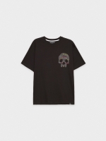 %Pto% Camiseta calavera texto oversize negro vista frontal