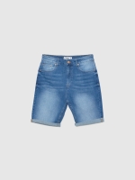 %Pto% Slim denim shorts blue front view