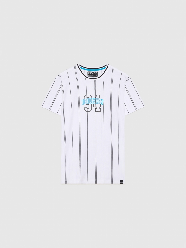  T-shirt de basebol branco vista frontal