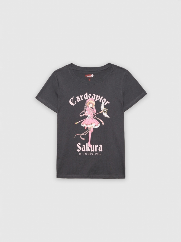  Camiseta Cardcaptor Sakura gris oscuro vista frontal