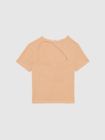 %Pto% Camiseta asimétrica cut out marrón vista frontal