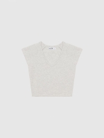 %Pto% V-neck crop top medium melange front view