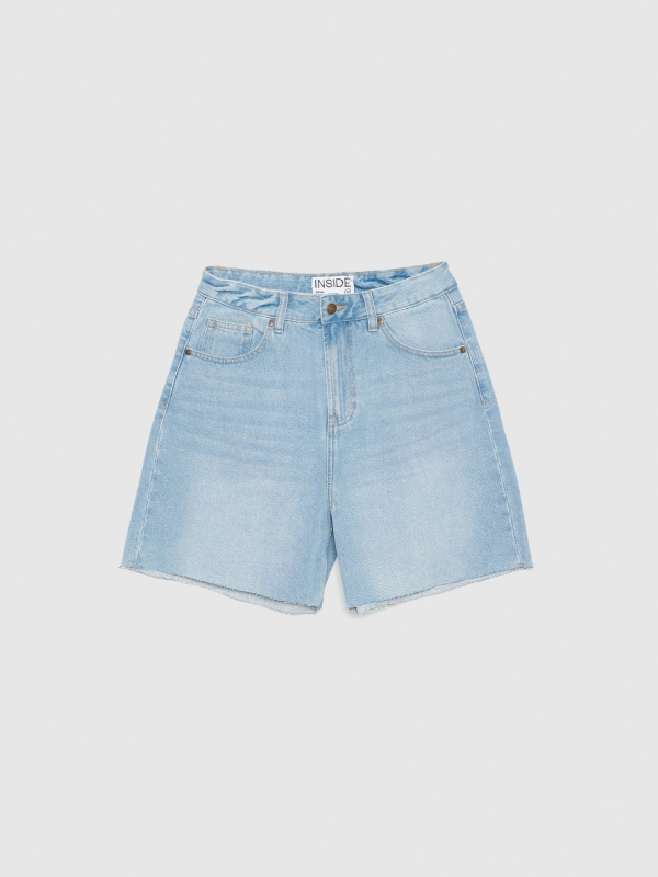  High-waisted denim shorts light blue front view