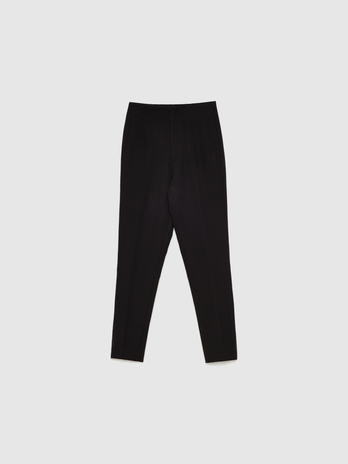  High-waisted pleated trousers black front view