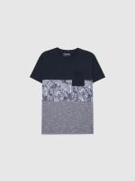 %Pto% Camiseta textura con bolsillo azul marino vista frontal