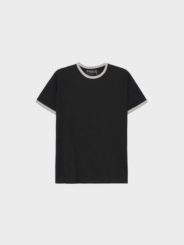  T-shirt básica com contrastes preto vista frontal