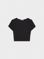 %Pto% Textured crop top black front view