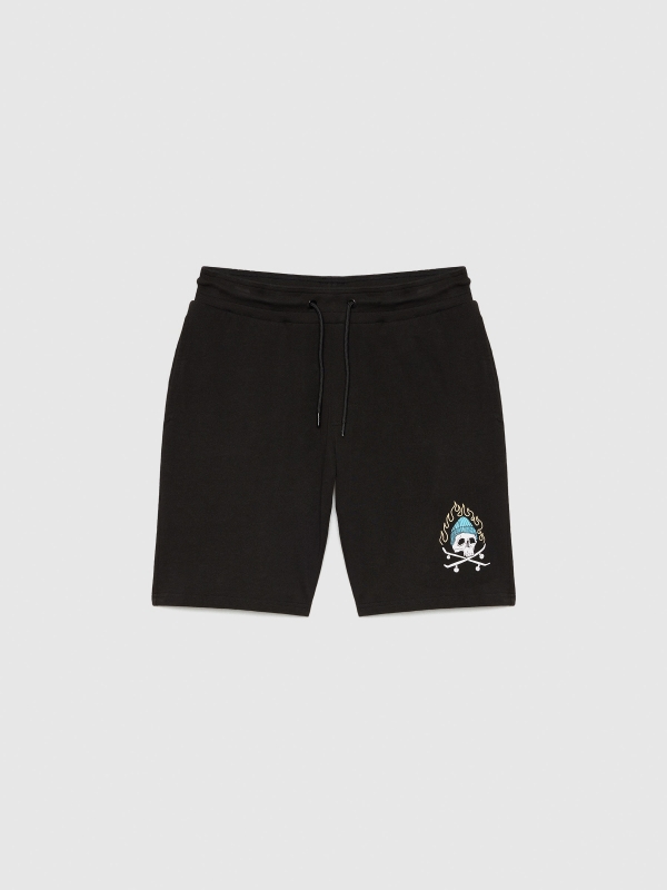  Skull jogger bermuda black front view