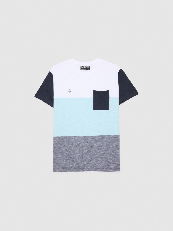  Camiseta color block textura blanco vista frontal