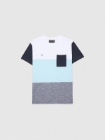 %Pto% Textured colour block t-shirt white front view