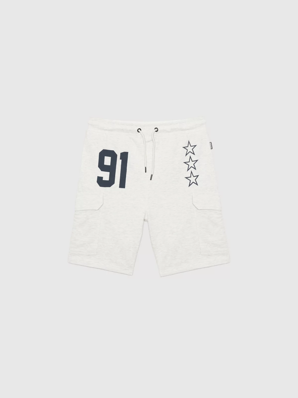  Jogger cargo bermuda light melange front view