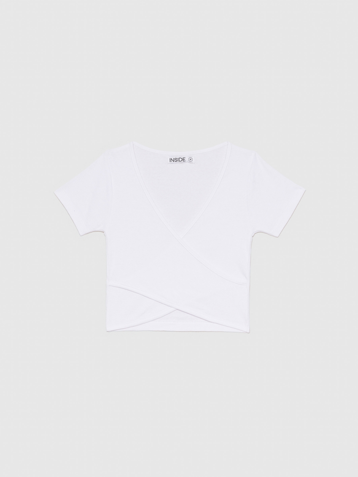  Ribbed crossover T-shirt white front view