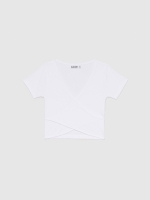 %Pto% Camiseta canalé cruzada blanco vista frontal