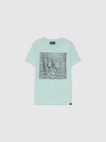 %Pto% Camiseta calavera líneas verde vista frontal